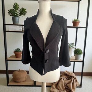 WHITE HOUSE BLACK MARKET WHBM Black Knit Button Blazer Jacket Size XS